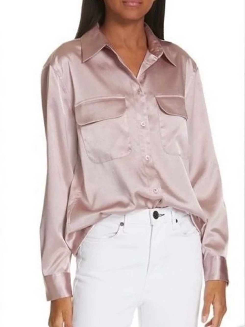Equipment Femme New Signature Satin Blouse in Ciel Mauve